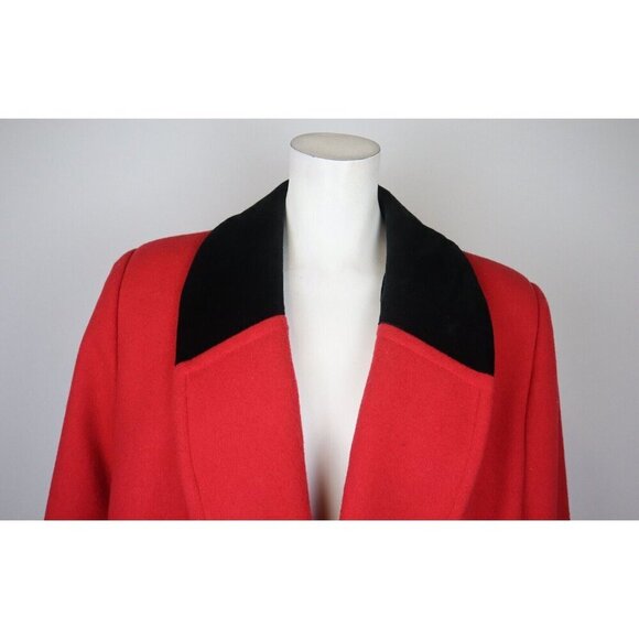 VINTAGE WOMEN'S RED WOOL OVERCOAT - DONNYBROOK - SIZE 12P - Picture 4 of 10